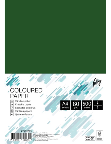 Colored paper College A4/500 sheets, deep green, 80g/m2