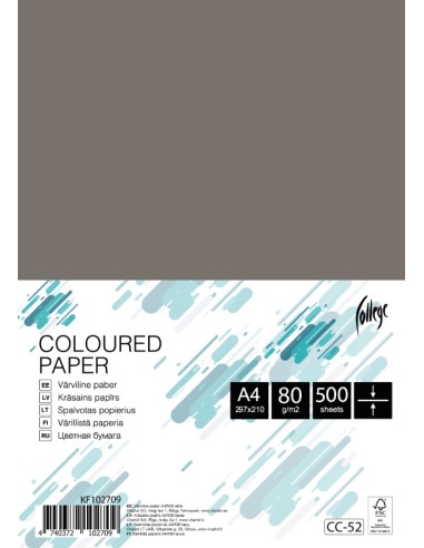 Colored paper College A4/500 sheets, silver grey, 80g/m2