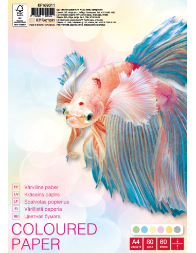 Colored paper KPF College A4/60 sheets, loose sheets, 6 colors x 10 sheets