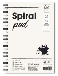 Spiraalplokk College A4/70L, 5x5 ruut, perfo ja kammspiraal pikemal küljel, 4 auku 80-80-80