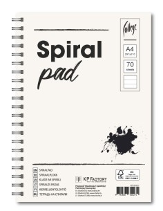 Spiraalplokk College A4/70L, jooneline, perfo ja kammspiraal pikemal küljel, 4 auku 80-80-80
