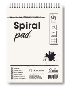 Spiral pad College A6/70 sheets, 5x5 squares, perforation and spiral on the short side param