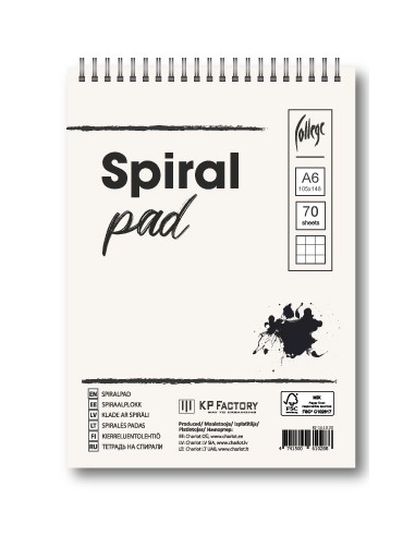 Spiraalplokk College A6/70L, 5x5 ruut, perfo ja kammspiraal lühemal küljel