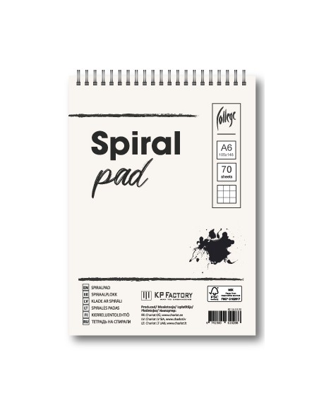 Spiraalplokk College A6/70L, 5x5 ruut, perfo ja kammspiraal lühemal küljel