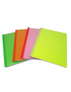 Spiral pad College A4/80 sheets, lines, PP cover, plastic filament and perforation on the long side, neon, MIX