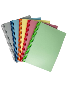 Spiraalplokk College A5/80l, jooneline, PP-kaanega, plastspiraal ja perfo pikemal küljel, pastell, ASSORTII