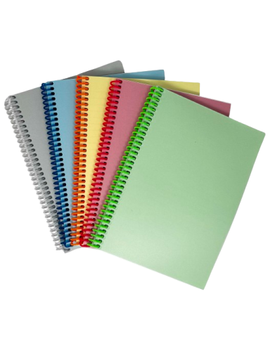 Spiraalplokk College A5/80l, jooneline, PP-kaanega, plastspiraal ja perfo pikemal küljel, pastell, ASSORTII