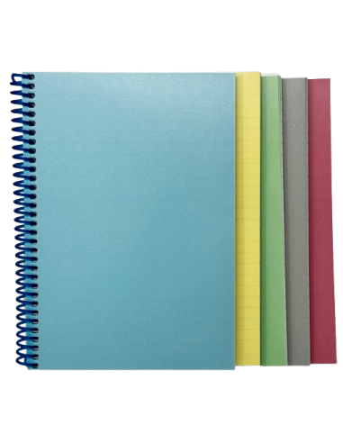 Spiral pad College A5/80 sheets, lines, PP cover, plastic filament and perforation on the long side pastel, MIX
