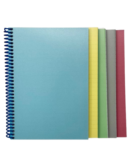 Spiraalplokk College A5/80l, jooneline, PP-kaanega, plastspiraal ja perfo pikemal küljel, pastell, ASSORTII