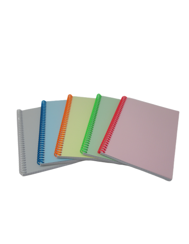 Spiral pad College A4/160 sheets, 5x5 squares, PP cover, plastic filament and perforation on the long side pastel, MIX