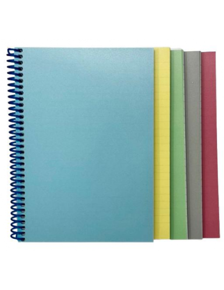 Spiraalplokk College A5/80l, 5x5ruut, PP-kaanega, plastspiraal ja perfo pikemal küljel, pastell, ASSORTII