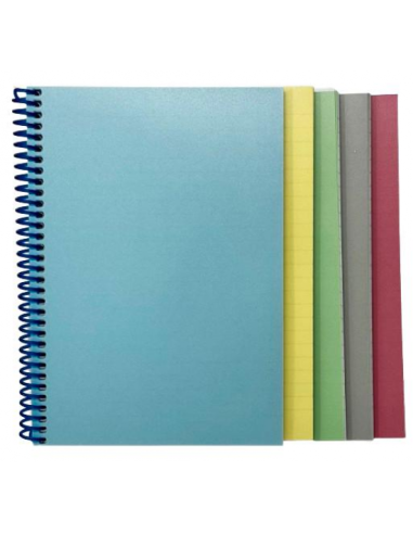 Spiral pad College A6/120 sheets, 5x5 squares, PP cover, plastic filament and perforation on the long side, pastel, MIX
