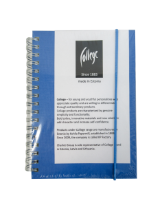 Spiraalplokk College A6/70L 5x5 ruut, tekstiil, kammspiraal küljel, assortii