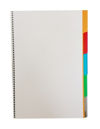 Spiral pad College A4/70sh/5x5squared, 5 dividers, mylartabs, 5-col.sheets