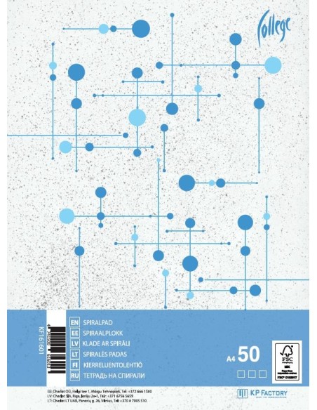 Notebook College A4/50sh/ 5x5square spiral on side