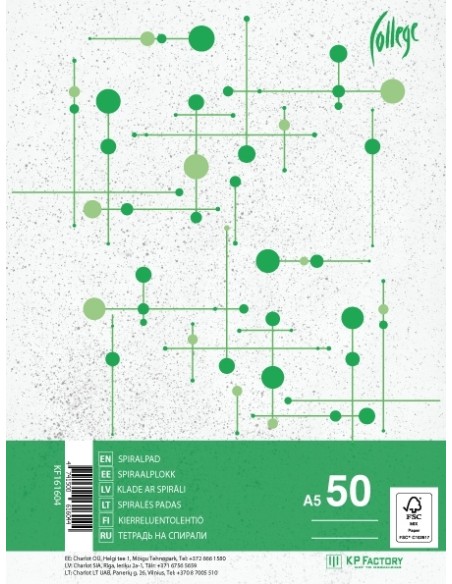 Notebook College A5/50sh/lined spiral on side