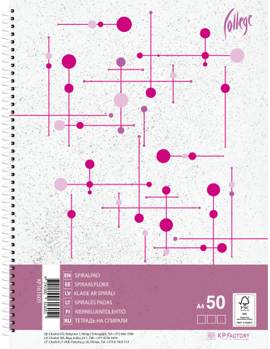 Notebook College A4+/50sh/7x7square spiral on side