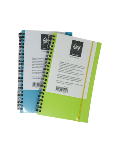 Spiral pad College A5/80 sheets, 5x5 squares, perforation and double loop spiral on the long side, MIX