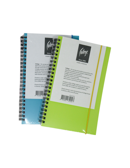Spiral pad College A5/80 sheets, 5x5 squares, perforation and double loop spiral on the long side, MIX