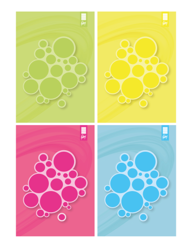 Kirjaplokk College Circles A6/50L/ 5x5ruut, liimköide ülal