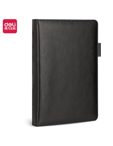 Leather Cover Notebook DELI 25k-180 sheets black