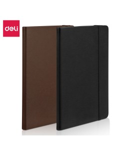 Leather Cover Notebook A5-96 sheets, 70gsm BLACK/BROWN 2