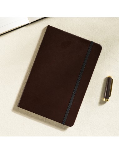 Leather Cover Notebook A5-96 sheets, 70gsm BLACK/BROWN