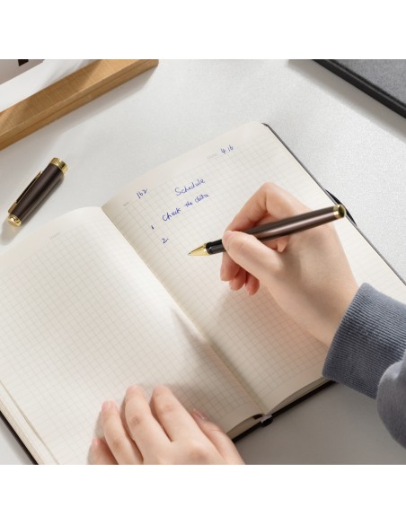Leather Cover Notebook A5-96 sheets, 70gsm BLACK/BROWN