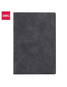 Kontoriraamat DELI EN114G A5/96L 5x5 ruut, pehmed PU kaaned, hall