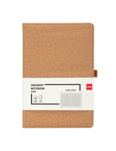 Kontoriraamat DELI EN118G A5/96L 5x5ruut, kõvad PU kaaned, khaki