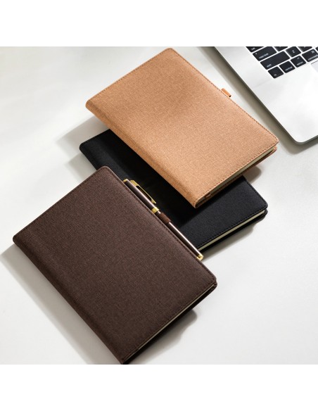 Leather Cover Notebook A5-96 sheets, 80gsm GREY/KHAKI/LIGHT GREY