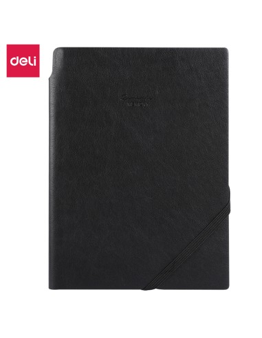 Kontoriraamat DELI EN130G A5/96L 5x5 ruut, pehmed PU kaaned, pruun