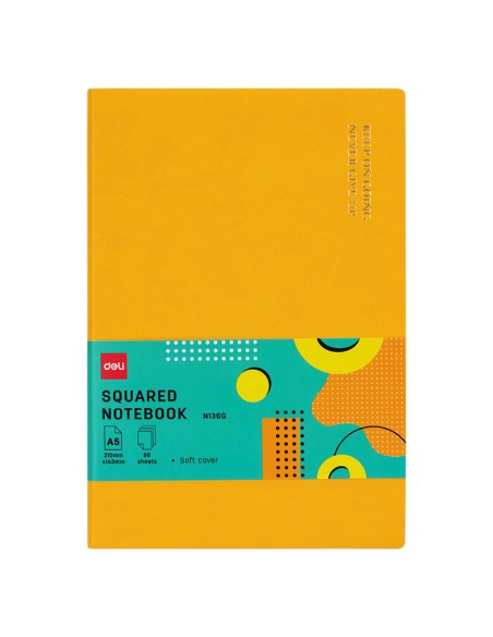 Leather Cover Notebook A5-96 sheets, 70gsm BLUE/GREY/ORANGE/PINK
