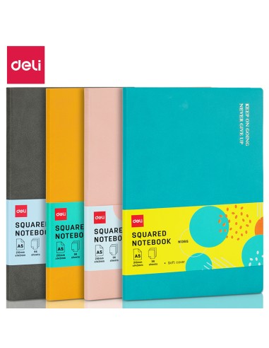 Leather Cover Notebook A5-96 sheets, 70gsm BLUE/GREY/ORANGE/PINK