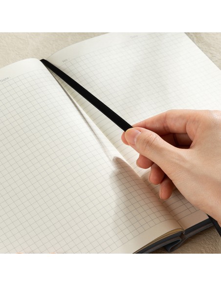 Kontoriraamat DELI EN136G A5/96L 5x5 ruut, pehmed PU kaaned, oranz