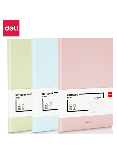 Kontoriraamat DELI EN140G A5/96L 5x5 ruut, pehmed PU kaaned, roosa