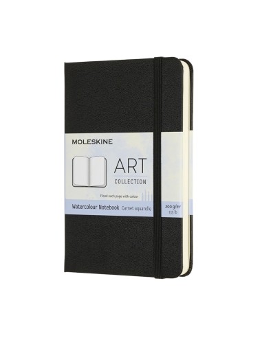 Märkmik Moleskine 9x14cm, valge akvarellipaber, kõvad kaaned, must