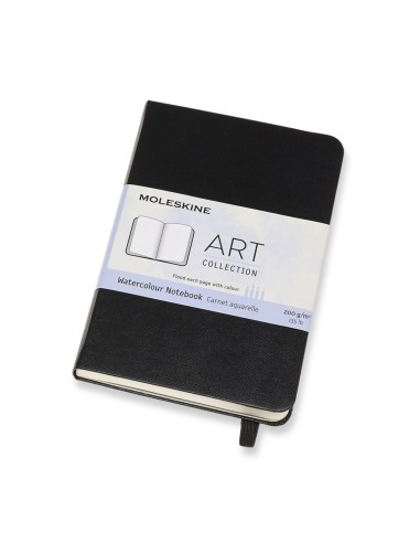 Märkmik Moleskine 9x14cm, valge akvarellipaber, kõvad kaaned, must