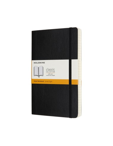 Märkmik Moleskine 13x21cm, jooneline, pehmed kaaned, must