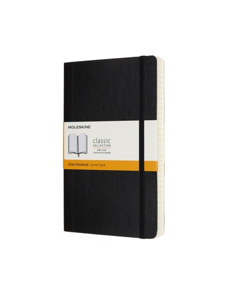 Märkmik Moleskine 13x21cm, jooneline, pehmed kaaned, must