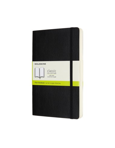 Märkmik Moleskine 13x21cm, valge, pehmed kaaned, must