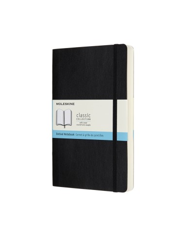 Märkmik Moleskine 13x21cm, täpiline, pehmed kaaned, must