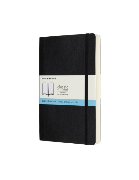 Märkmik Moleskine 13x21cm, täpiline, pehmed kaaned, must