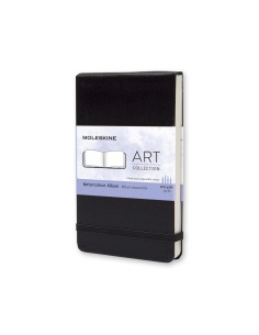 Märkmik Moleskine Akvarellialbum 9x14cm, valge, kõvad kaaned, must