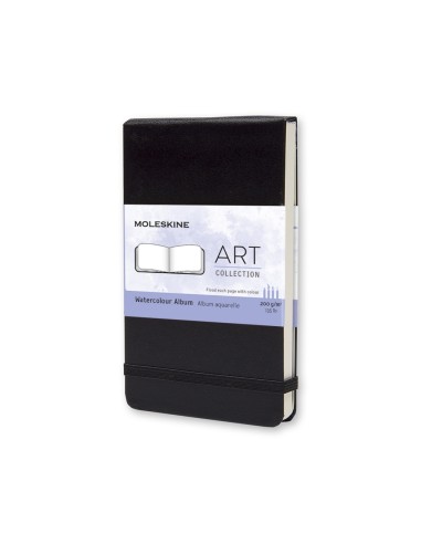 Märkmik Moleskine Akvarellialbum 9x14cm, valge, kõvad kaaned, must