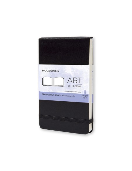 Märkmik Moleskine Akvarellialbum 9x14cm, valge, kõvad kaaned, must