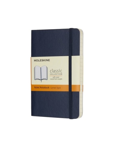 Märkmik Moleskine Classic 9x14cm, jooneline, pehmed kaaned, sinine