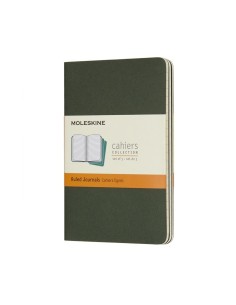 Märkmik Moleskine Cahier 9x14cm, jooneline, pehmed kaaned, roheline