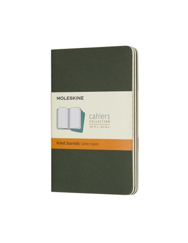 Märkmik Moleskine Cahier 9x14cm, jooneline, pehmed kaaned, roheline