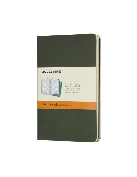 Märkmik Moleskine Cahier 9x14cm, jooneline, pehmed kaaned, roheline